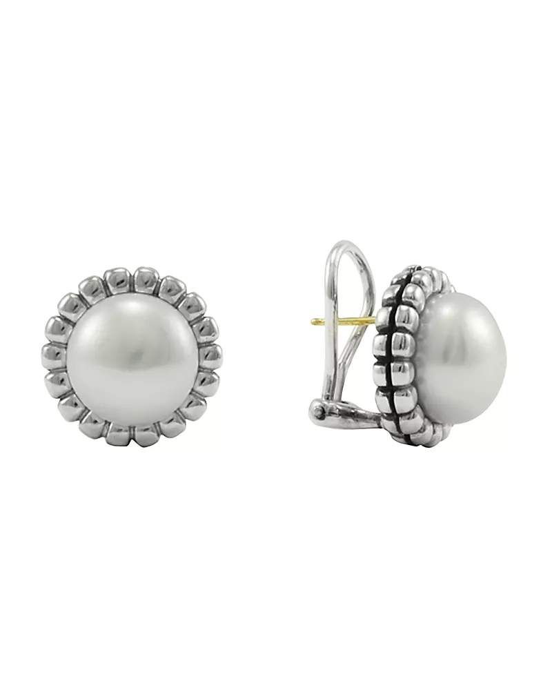 Lagos Sterling Silver Fluted Freshwater Pearl Earrings