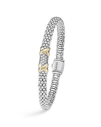 LAGOS Diamond Lux 18K Gold and Sterling Silver Bracelet with Pavé ...