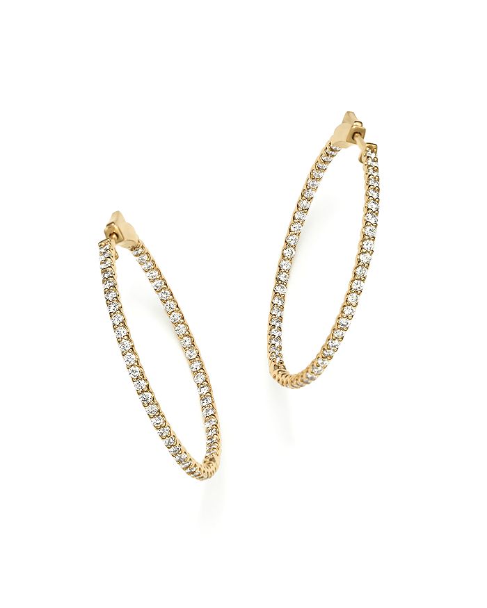 Bloomingdale's Diamond Inside Out Hoop Earrings in 14K Yellow Gold, 2.0 ...