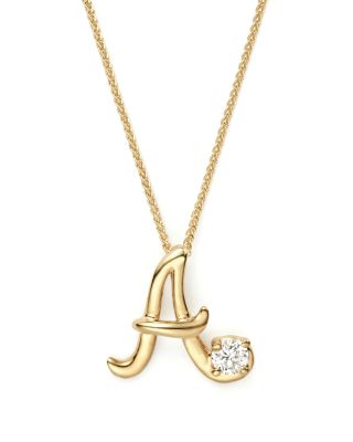 Bloomingdale's Diamond Initial Pendant Necklace In 18K Yellow Gold, 18 ...