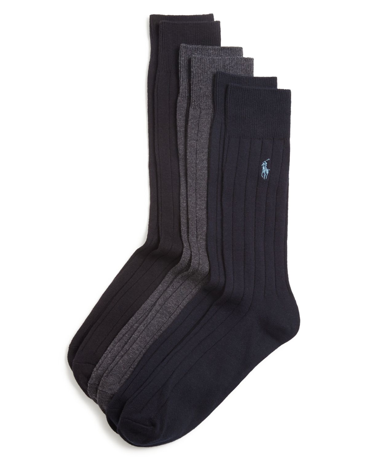 Polo Ralph Lauren Solid Ribbed Dress Socks, Pack of 3