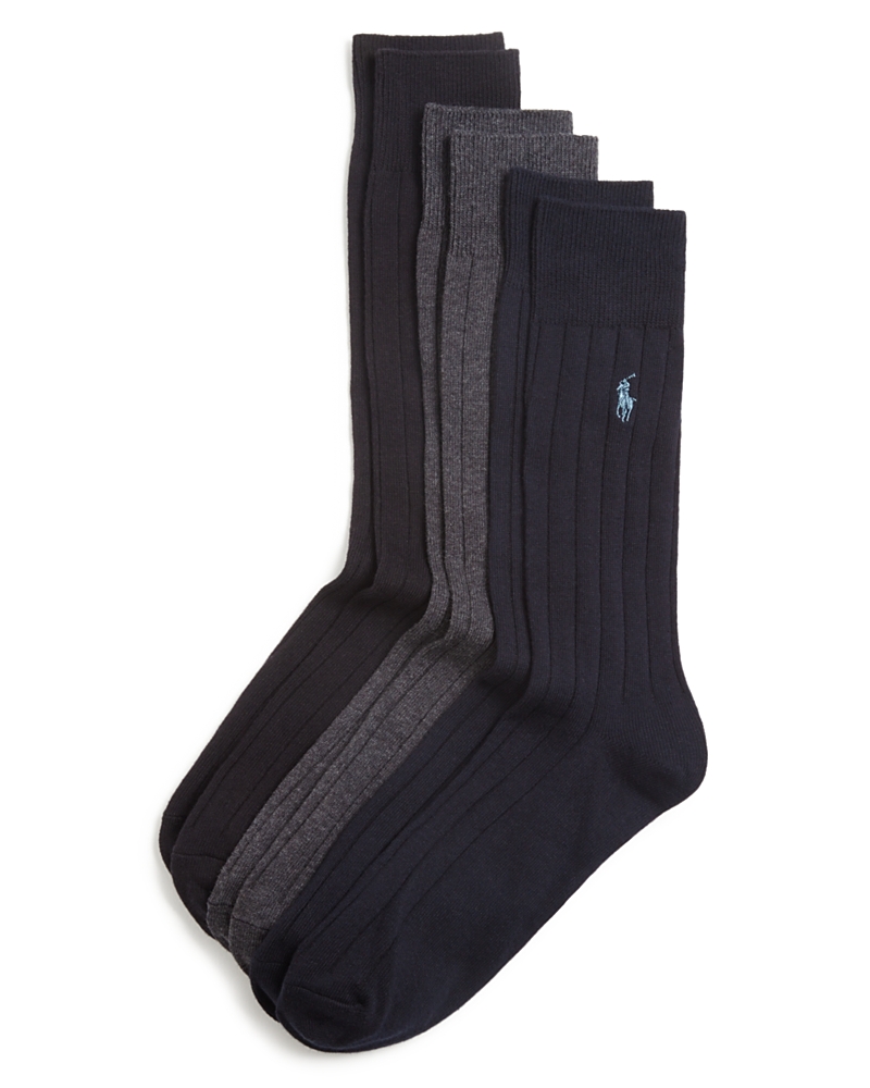Polo Ralph Lauren Solid Ribbed Dress Socks, Pack of 3 · OS