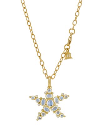 Temple St. Clair 18K Yellow Gold Medium Sea Star Pendant with Royal Blue Moonstone and Diamonds