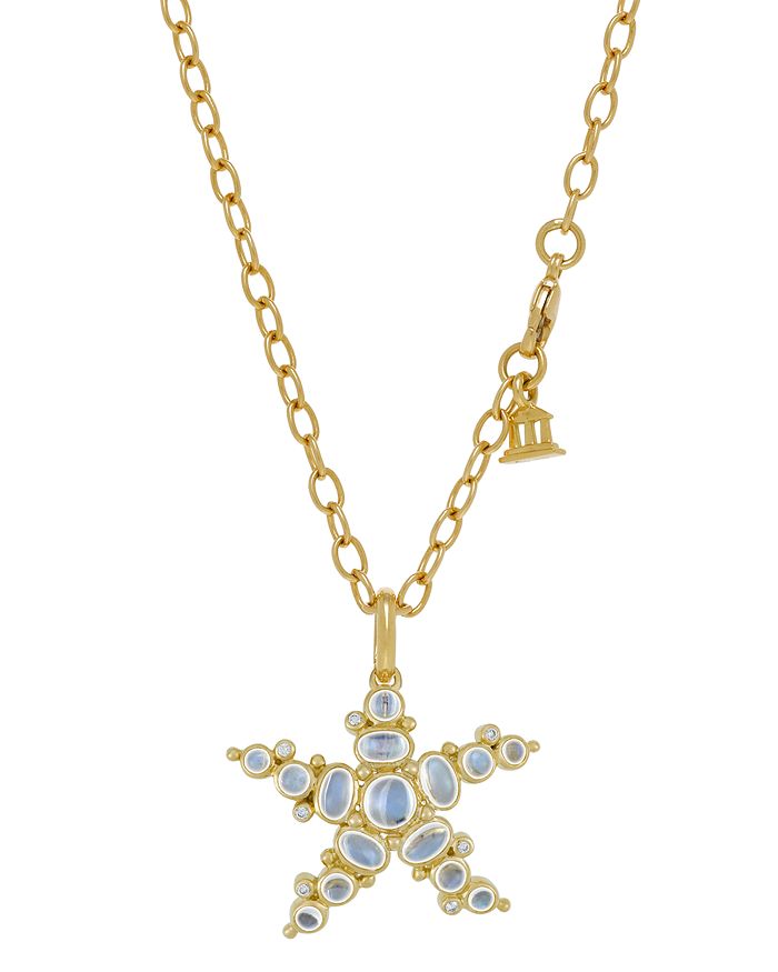 Temple St Clair 18k Yellow Gold Medium Sea Star Pendant With Royal Blue Moonstone And Diamonds In Gold/blue