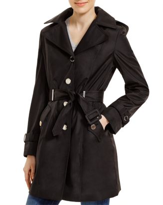 Calvin klein hooded belted coat online