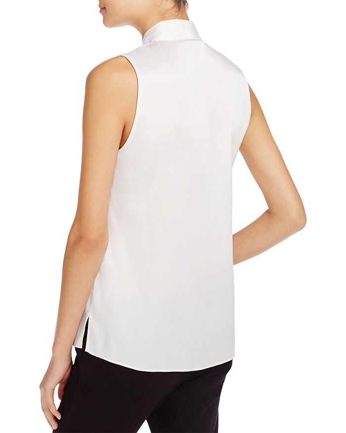 Shop Kobi Halperin Mila Sleeveless V Neck Pleated Silk Blouse In White
