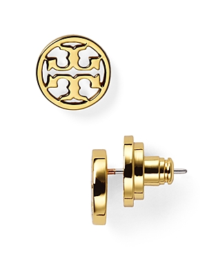 Tory Burch Logo Stud Earrings In Gold