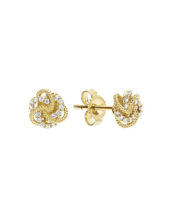 LAGOS 18K Yellow Gold Love Knot Stud Earrings with Diamonds ...