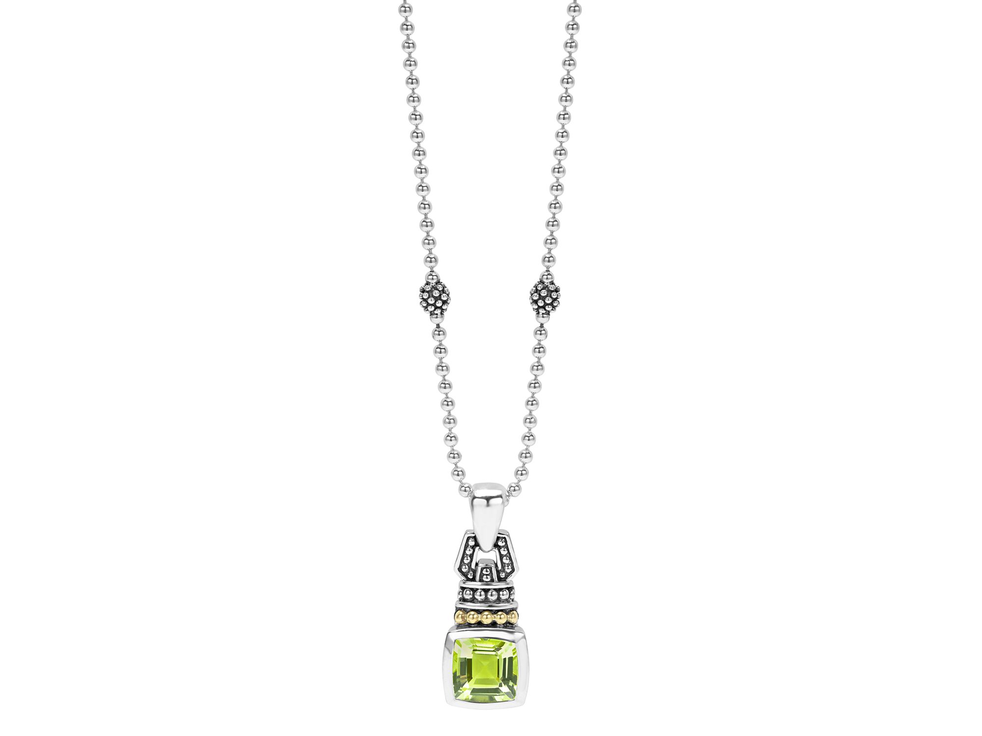 18K Gold and Sterling Silver Caviar Color Gemstone Pendant Necklaces, 16" — Image 3