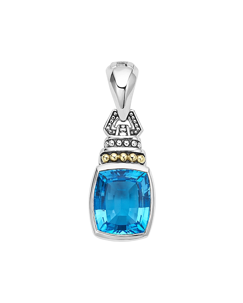 Lagos 18K Gold and Sterling Silver Rittenhouse Pendant with Swiss Blue Topaz