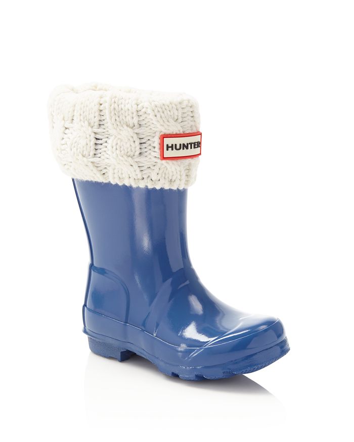 Hunter Girls Cable Knit Cuff Fleece Boot Socks Toddler Little