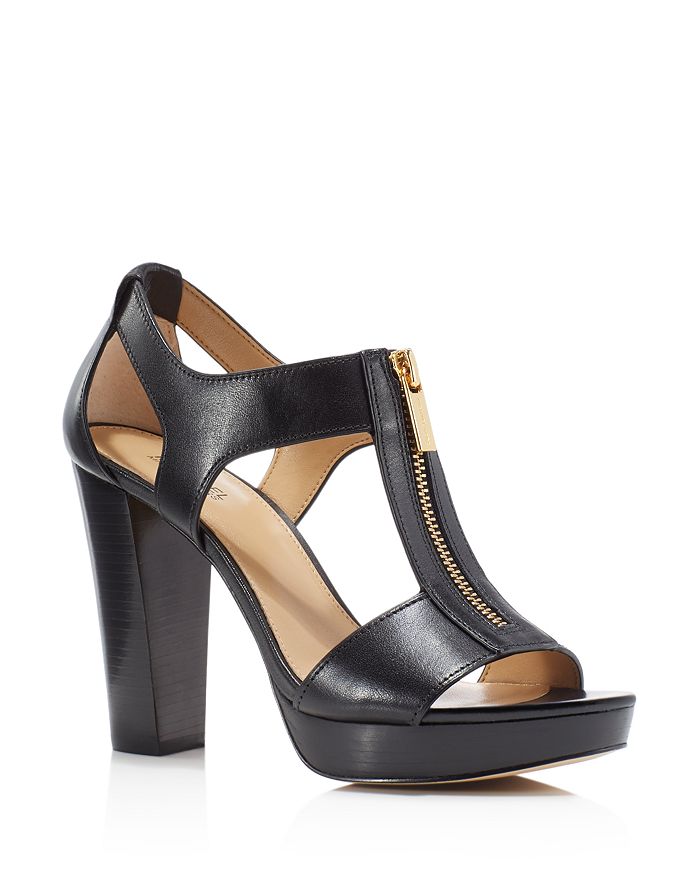Michael Michael Kors Berkley Zipper Platform High-heel Sandals In Black |  ModeSens