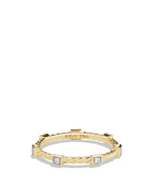 David Yurman Cable Collectibles Ring with Diamonds in 18K Gold
