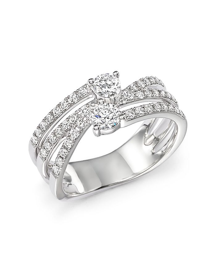 Bloomingdale's Diamond Two Stone Multi Ring In 14k White Gold, .79 Ct. T.w. - 100% Exclusive