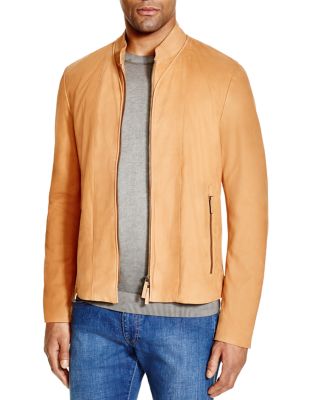 Emporio Armani Slim Fit Lamb Leather Jacket | Bloomingdale's
