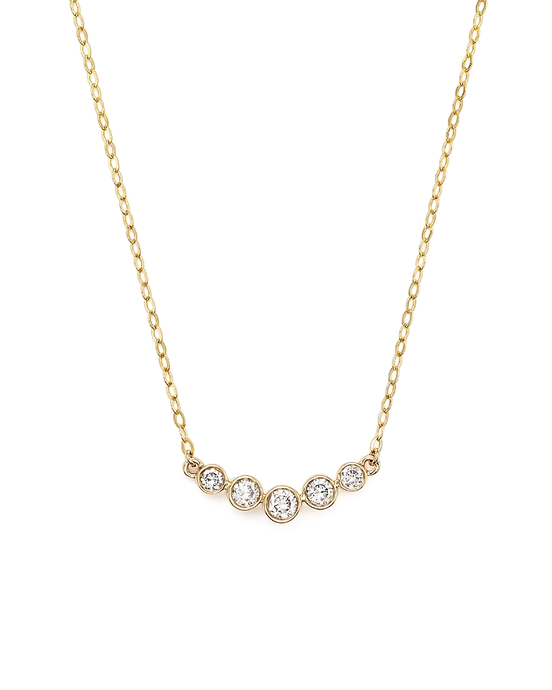 Diamond 5 Stone Graduated Pendant Necklace in 14K Yellow Gold, 0.25 tcw