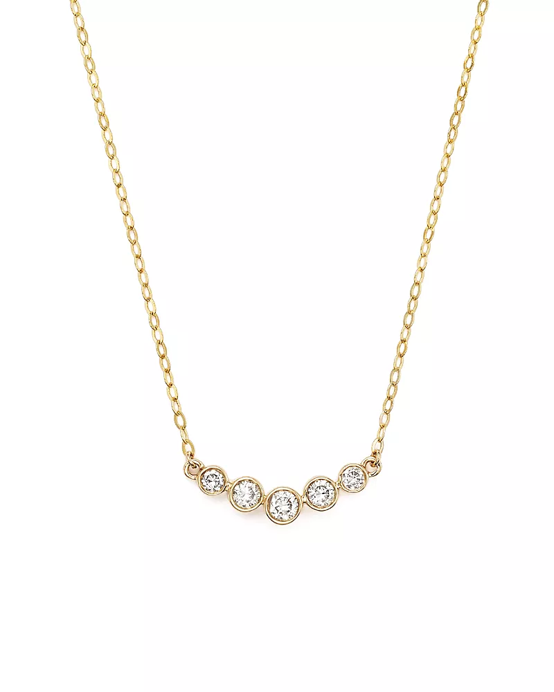 Diamond 5 Stone Graduated Pendant Necklace in 14K Yellow Gold, 0.25 tcw