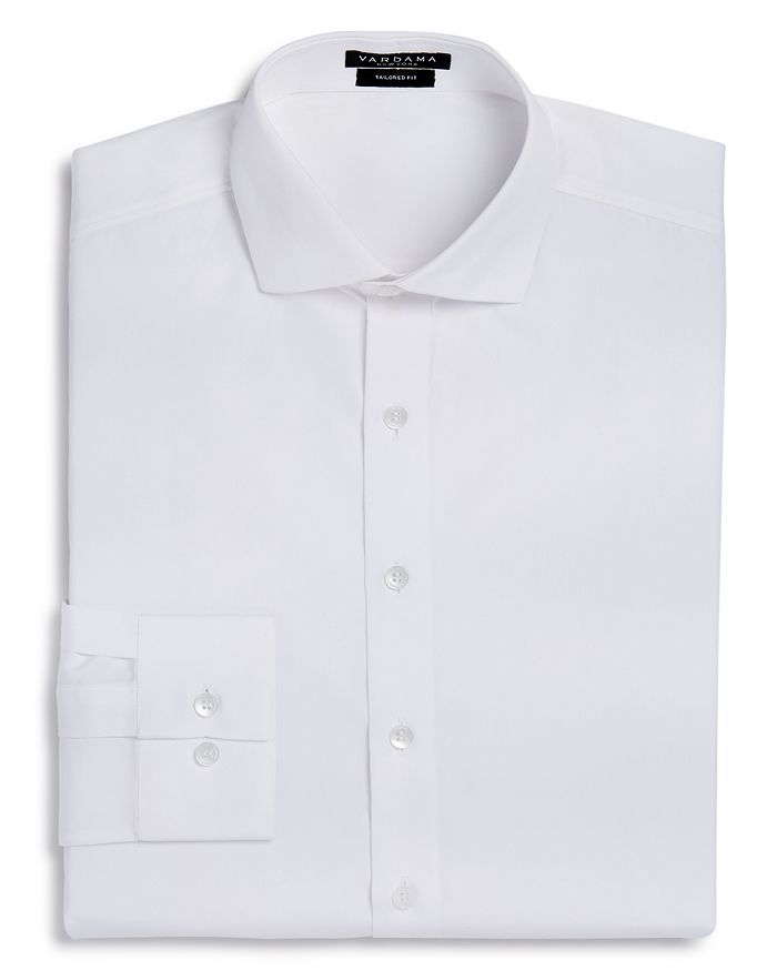 Vardama Park Avenue Solid Stain Resistant Dress Shirt - Regular Fit In White