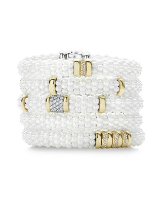White Caviar Ceramic 18K Gold and Sterling Silver Bracelet