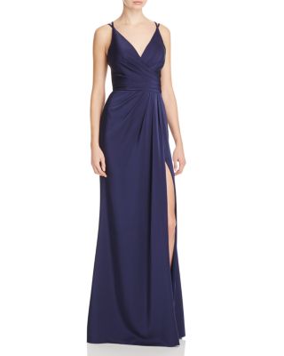 faviana couture faille satin draped gown