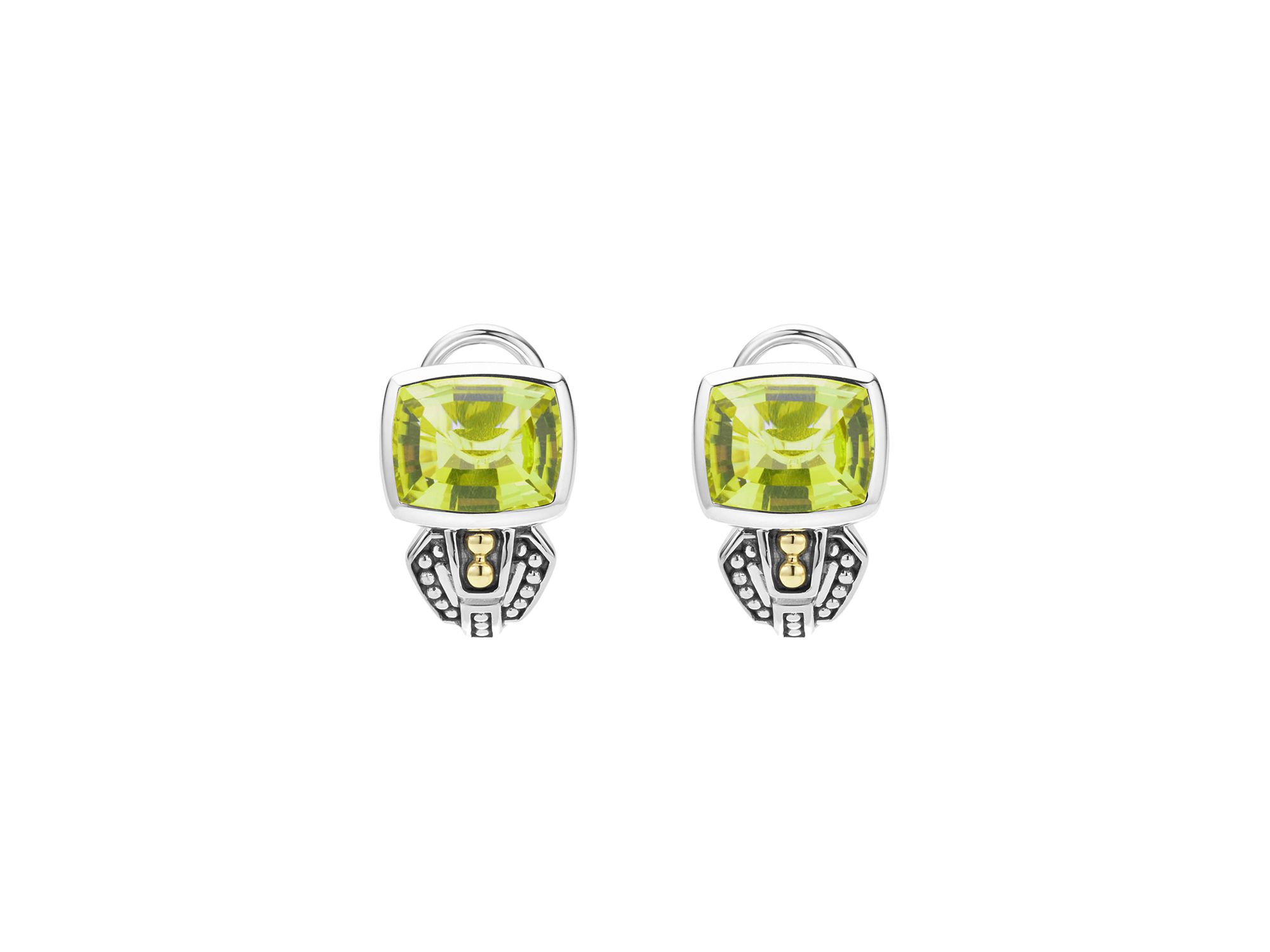 18K Gold and Sterling Silver Rittenhouse Stud Gemstone Huggie Drop Earrings — Image 12