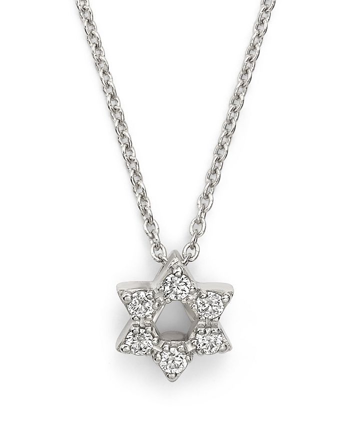 Shop Roberto Coin 18k White Gold Star Of David Pendant Necklace With Diamonds, 16-18