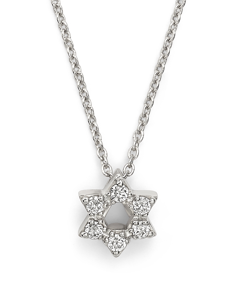 Roberto Coin 18K White Gold Star of David Pendant Necklace with Diamonds, 16
