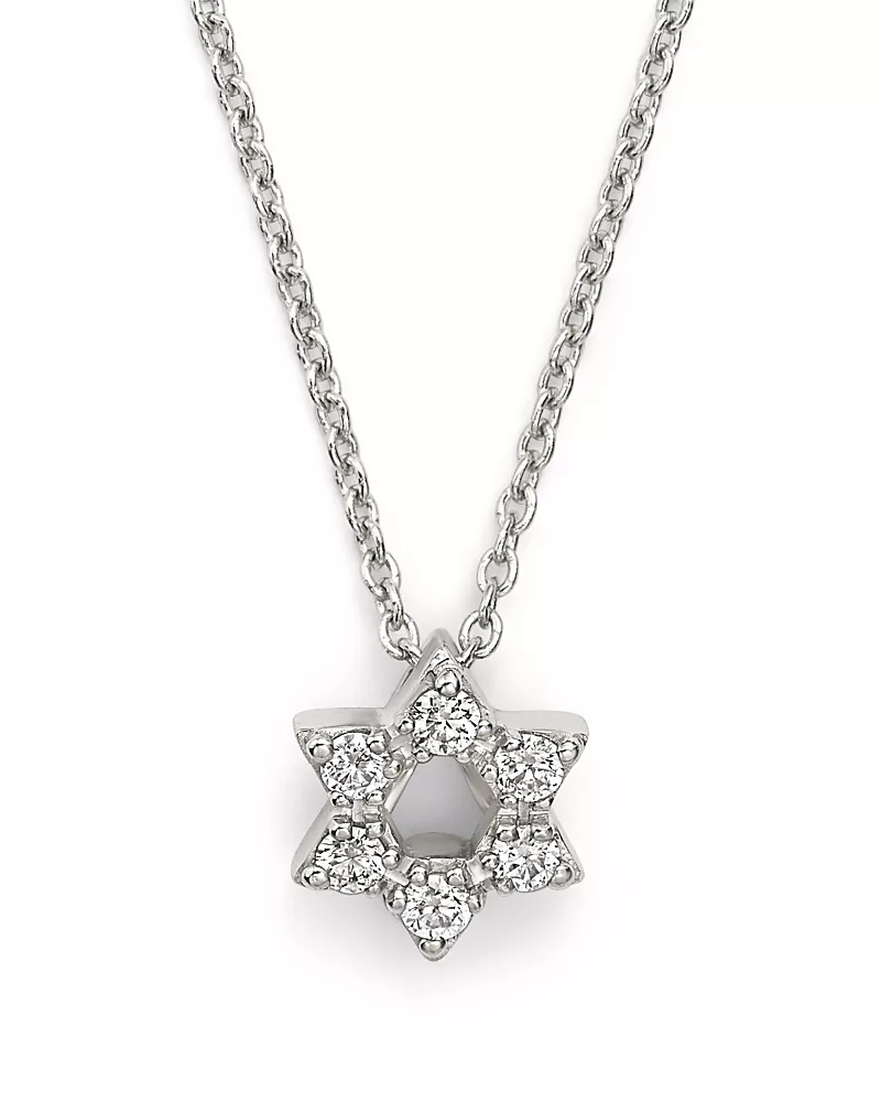 Roberto Coin 18K White Gold Star of David Pendant Necklace with Diamonds, 16
