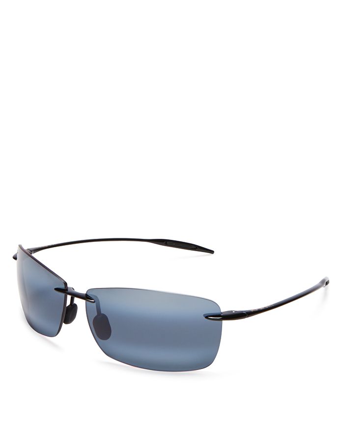 Shop Maui Jim Lighthouse Polarized Rimless Sunglasses, 65mm In Gloss Black/neutral Gray Solid
