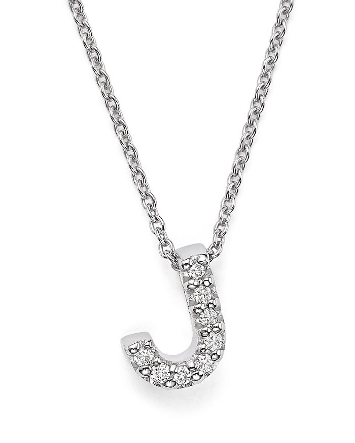 Roberto Coin 18k White Gold "love Letter" Initial Pendant Necklace With Diamonds, 16" In J