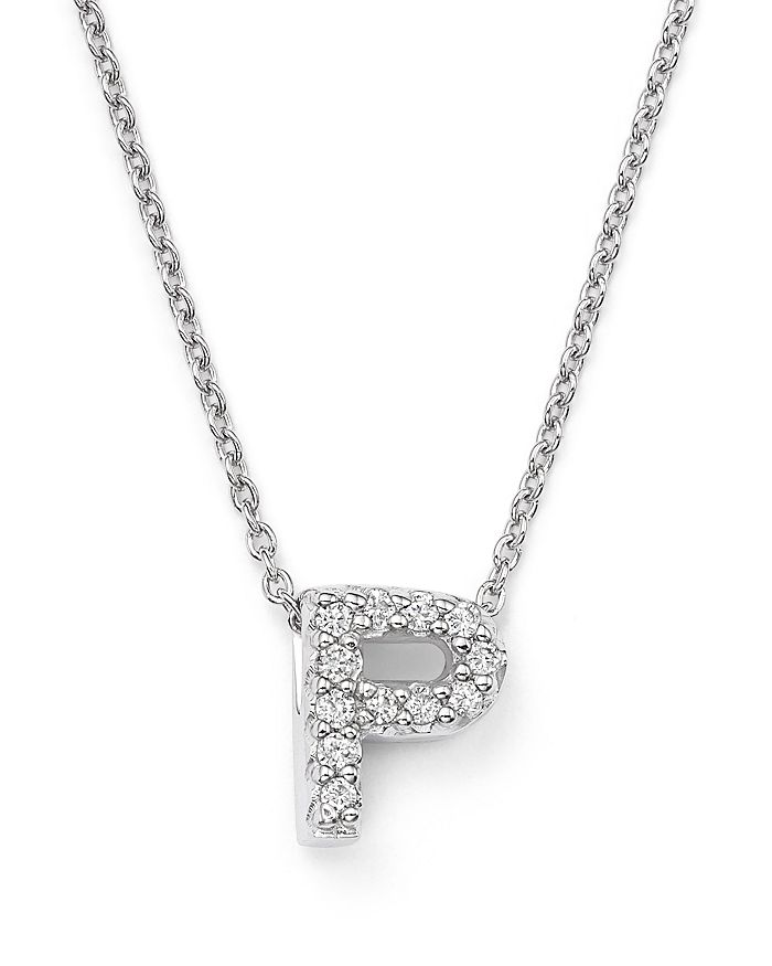 Shop Roberto Coin 18k White Gold Initial Love Letter Pendant Necklace With Diamonds, 16