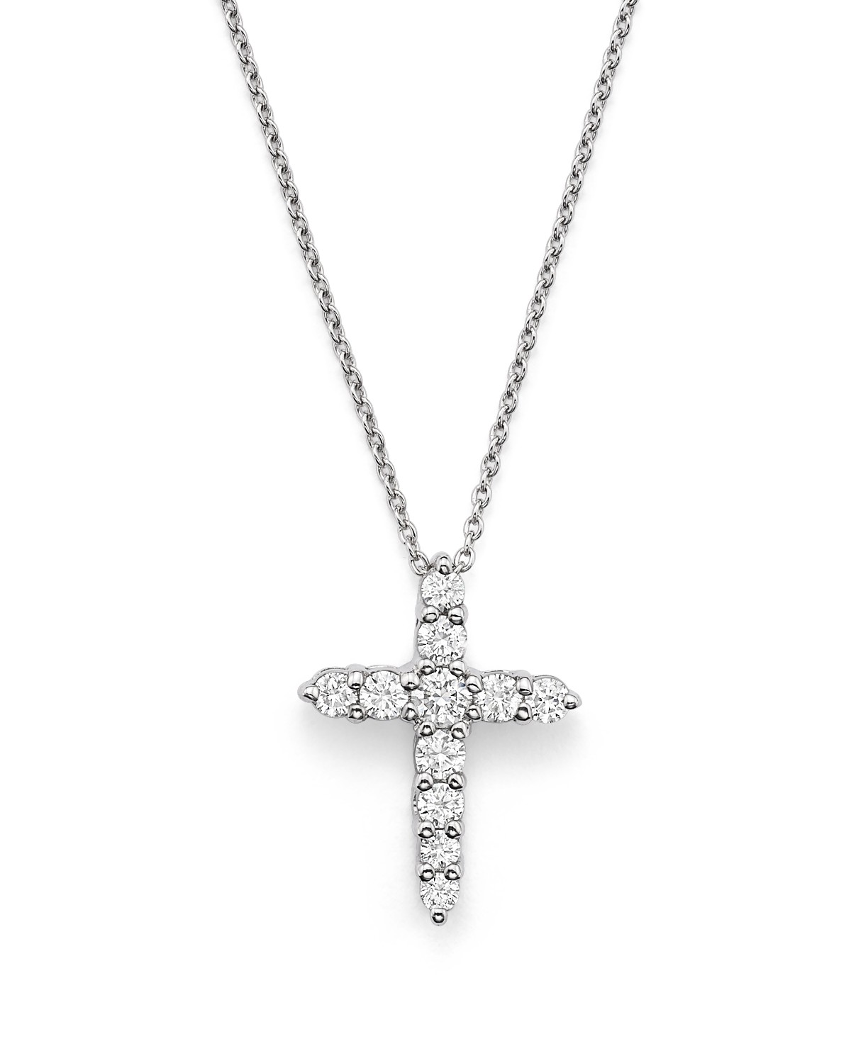 Roberto Coin 18K White Gold Cross Pendant Necklace with Diamonds, 16