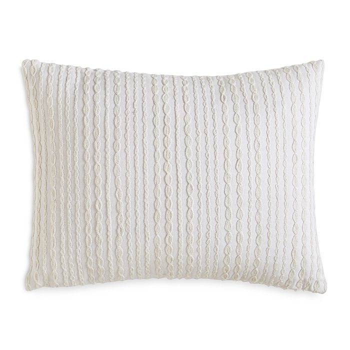 Dkny City Pleat Embroidered Decorative Pillow, 12 X 16 In White