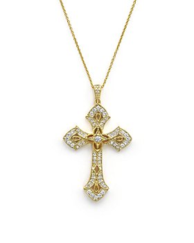 Bloomingdale's - Diamond Cross Pendant Necklace in 14K Yellow Gold, .50 ct. t.w. - 100% Exclusive