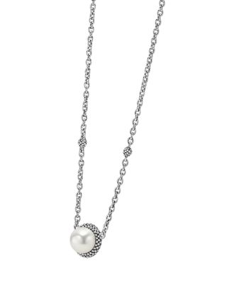 LAGOS Luna Sterling Silver &amp; Cultured Freshwater Pearl Pendant Necklace, 16&amp;quot;