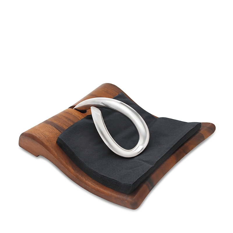 Nambe Breeze Napkin Holder In Brown / Silver