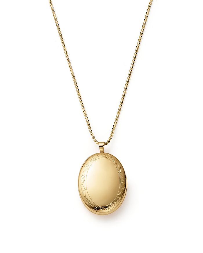 Bloomingdale's 14K Yellow Gold Oval Swirl Locket Necklace, 22