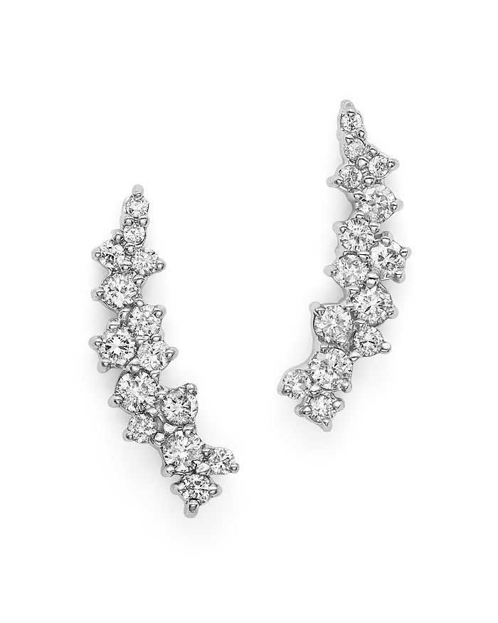 Bloomingdale's Small Diamond Scatter Ear Climbers In 14k White Gold, .30 Ct. T.w. - 100% Exclusive