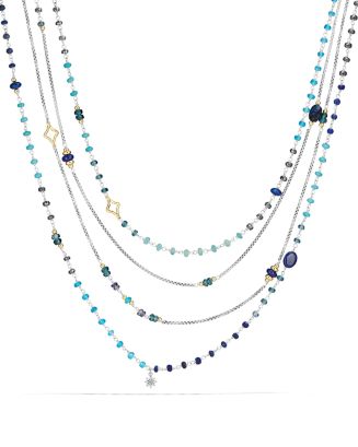 David Yurman Bead Necklace with Lapis Lazuli, Hampton Blue Topaz ...