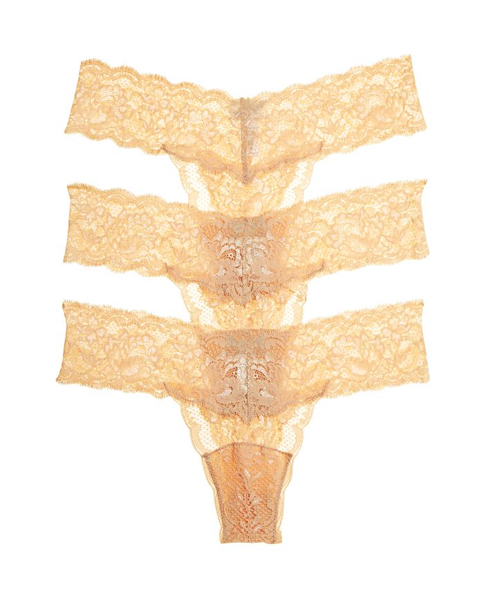 Cosabella Never Say Never Cutie Low-rise Thongs, Set Of 3 In Blush/blush/blush
