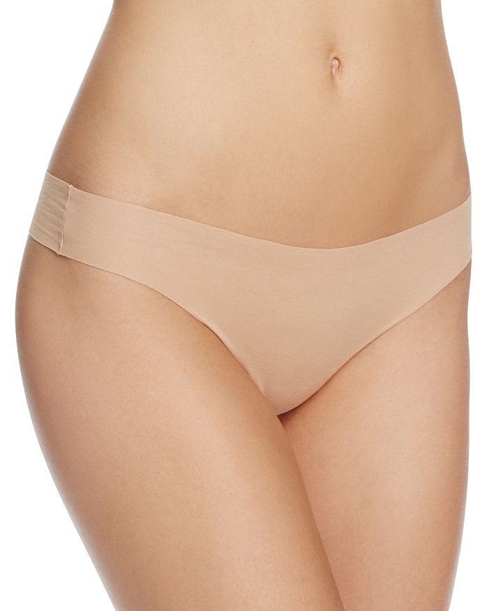 Shop Hanro Invisible Cotton Thong In Beige