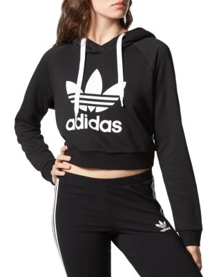 adidas originals tech trefoil cropped sweatshirt in black