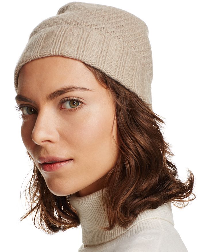 C By Bloomingdale's Waffle Knit Cashmere Hat - 100% Exclusive In Light Oatmeal