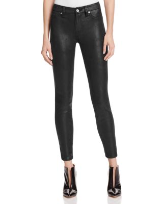 black faux leather skinny jeans