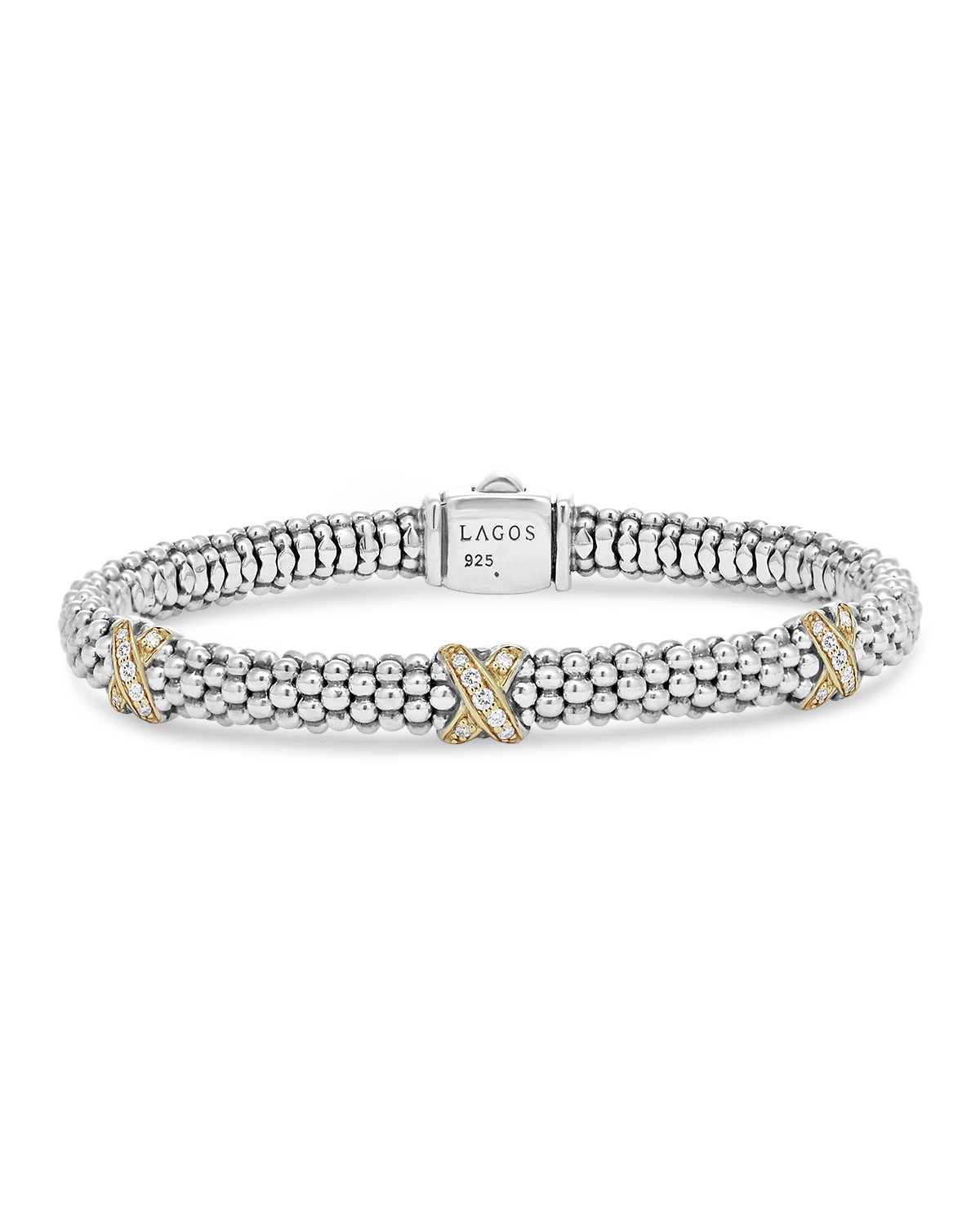 LAGOS 18K Gold & Sterling Silver Embrace Collection Diamond Rope Bracelet, 6mm