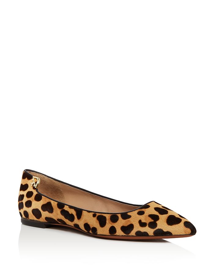 Tory Burch Elizabeth Leopard Print Calf Hair Pointed Toe Flats |  Bloomingdale's