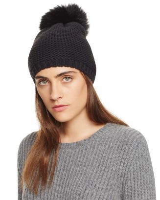 Kyi Kyi Slouchy Hat with Fox Fur Pom-Pom - 100% Exclusive | Bloomingdale's