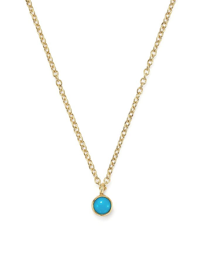 ZOË CHICCO 14K YELLOW GOLD SINGLE BEZEL TURQUOISE NECKLACE, 14,1DDN 2 T