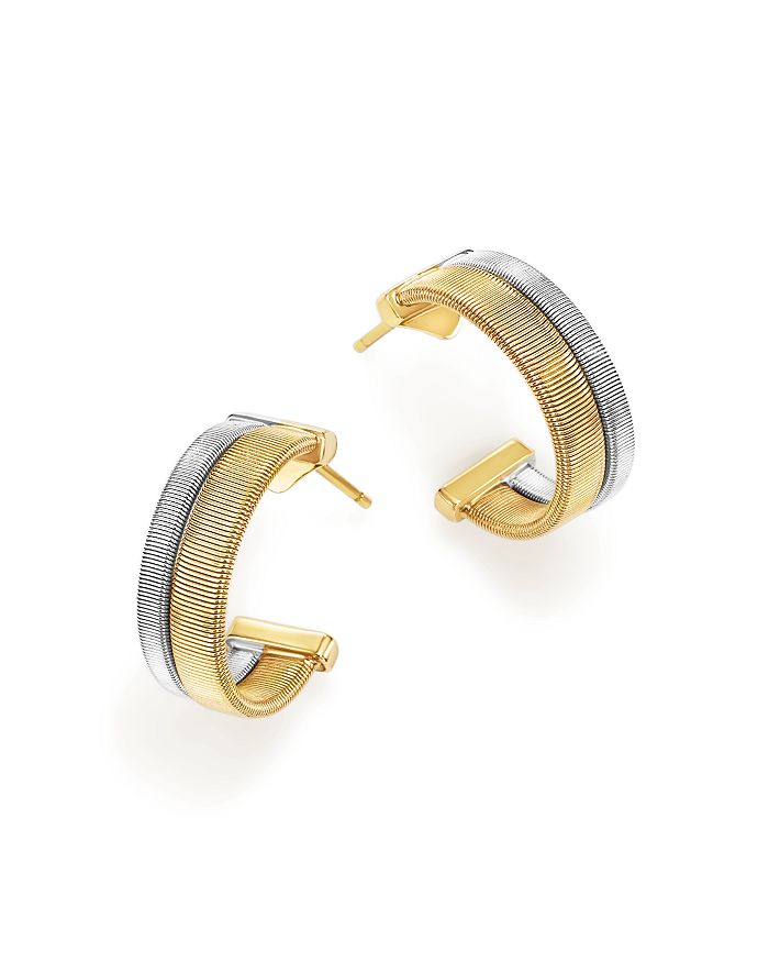 MARCO BICEGO 18K YELLOW AND WHITE GOLD MASAI TWO ROW HOOP EARRINGS,OG339-YW