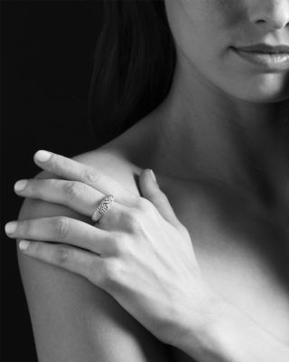 LAGOS 18K Green Gold &amp; Sterling Silver Embrace Collection Diamond Caviar Ring